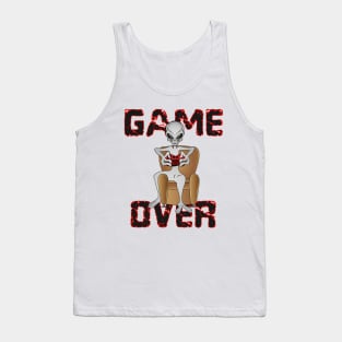 gray alien lover of video games. Game over. Tank Top